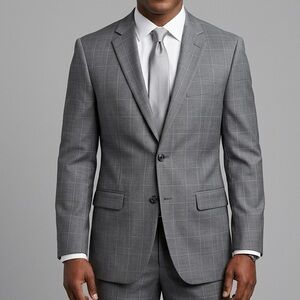 Perry Ellis Portfolio Slim Fit Plaid Suit Jacket - 44R